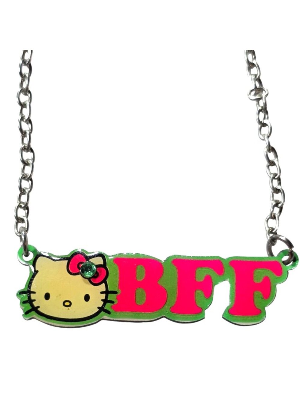 Hello Kitty BFF Pendant Necklace Sanrio 2012 Pink Green Cute Friendship Jewelry